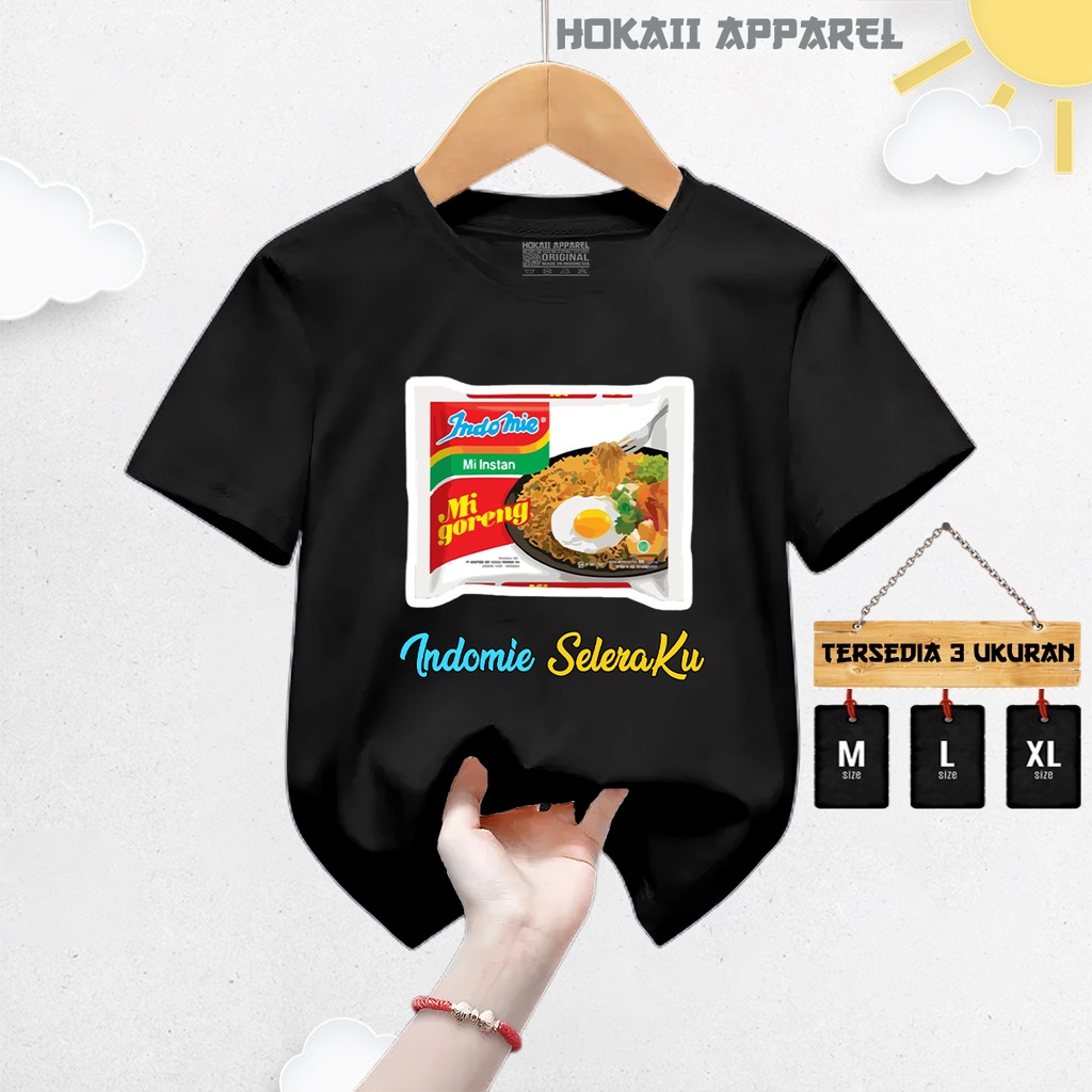 Kaos Anak Laki Laki dan Anak Perempuan Logo Plesetan Mie Indomie Goreng Lengan Pendek Usia 3-9th  | 