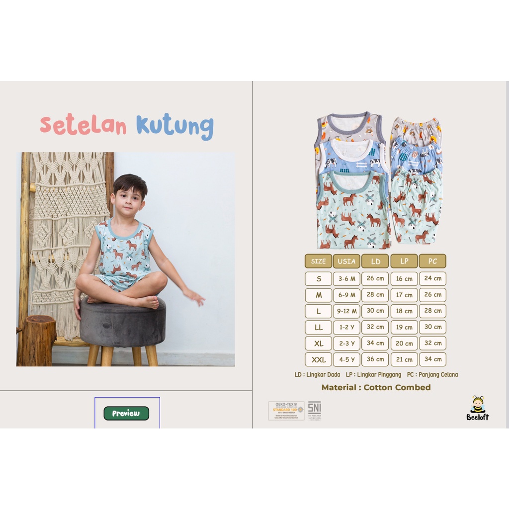 BeeLoft Setelan Singlet + Celana Pendek Bayi &amp; Anak