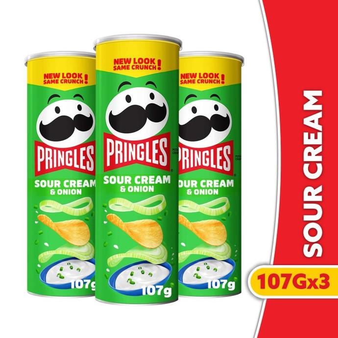 

TERMURAH [BUNDLE 3pcs] Pringles Sour Cream & Onion Keripik 107gr