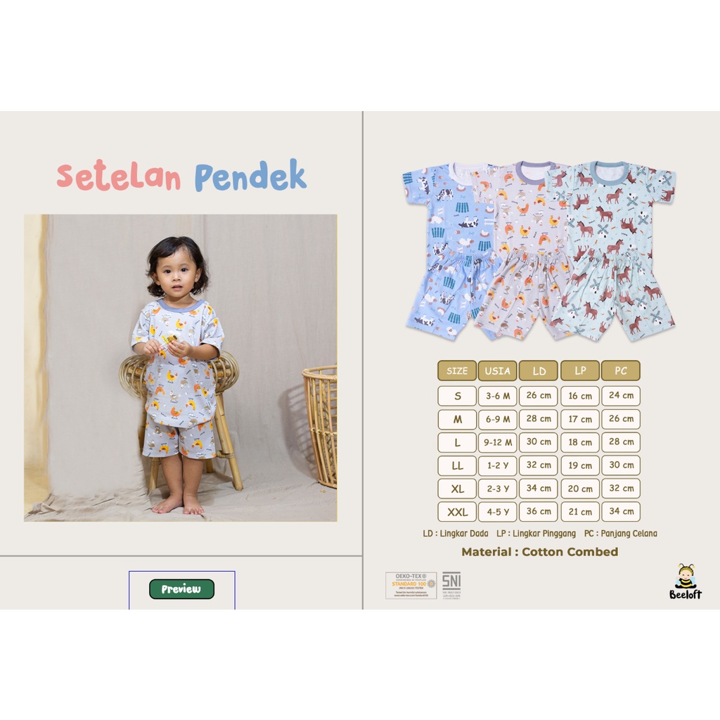 BeeLoft Setelan Oblong Pendek + Celana Pendek Bayi &amp; Anak