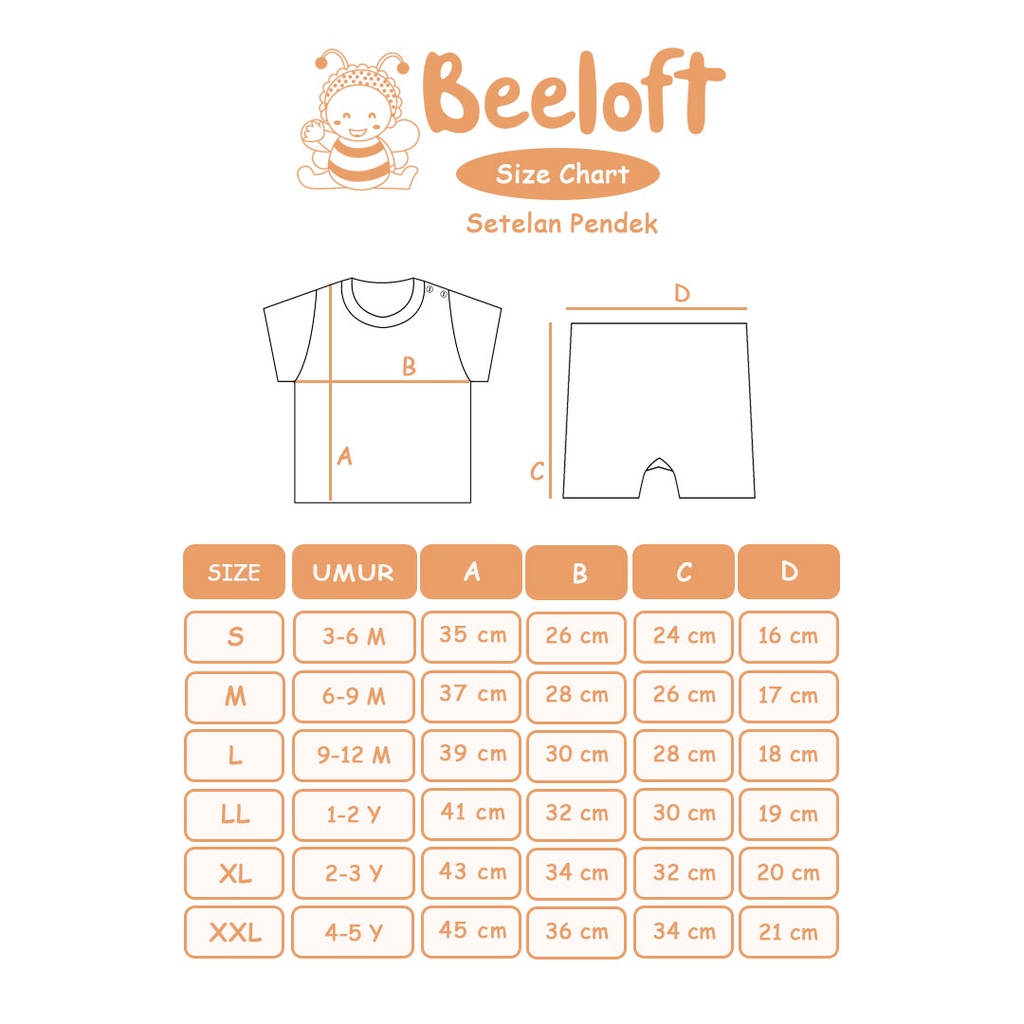 BeeLoft Setelan Oblong Pendek + Celana Pendek Bayi &amp; Anak