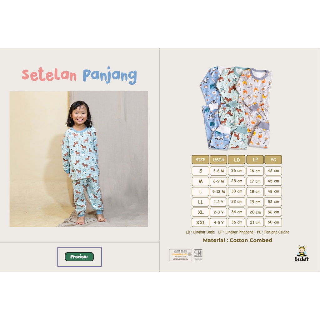 BeeLoft Setelan Oblong Panjang + Celana Panjang Bayi &amp; Anak