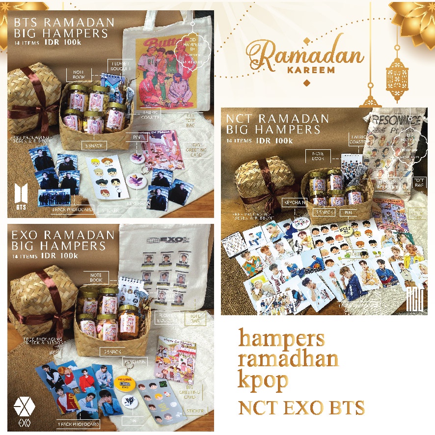 

HAMPERS RAMADHAN NCT BTS EXO LEBARAN ramadan idul fitri 2023 | GIFTBOX KPOP | HAMPERS KPOPERS | GIFT SOUVENIR HADIAH KADO ULANG TAHUN WISUDA ANNIVERSARY SWEET SEVENTEEN VALENTINE NATAL LEBARAN IDUL FITRI TAHUN BARU GRADUATION NEW YEAR BIRTHDAY
