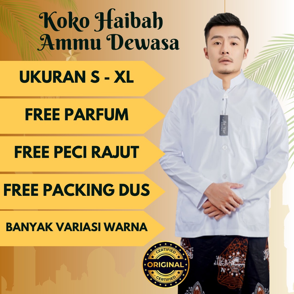 Baju Koko Kokoh Muslim Pria Laki Laki Bapak Bapak Dewasa Lengan Panjang Polos Putih Jumbo Xxl Terbar