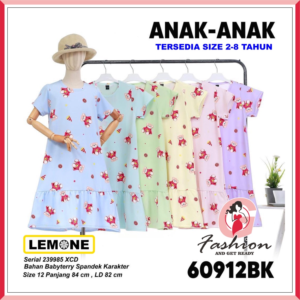 LEMONE KIDS D-609 BK | DRESS ANAK BAHAN BABYTERRY KARAKTER