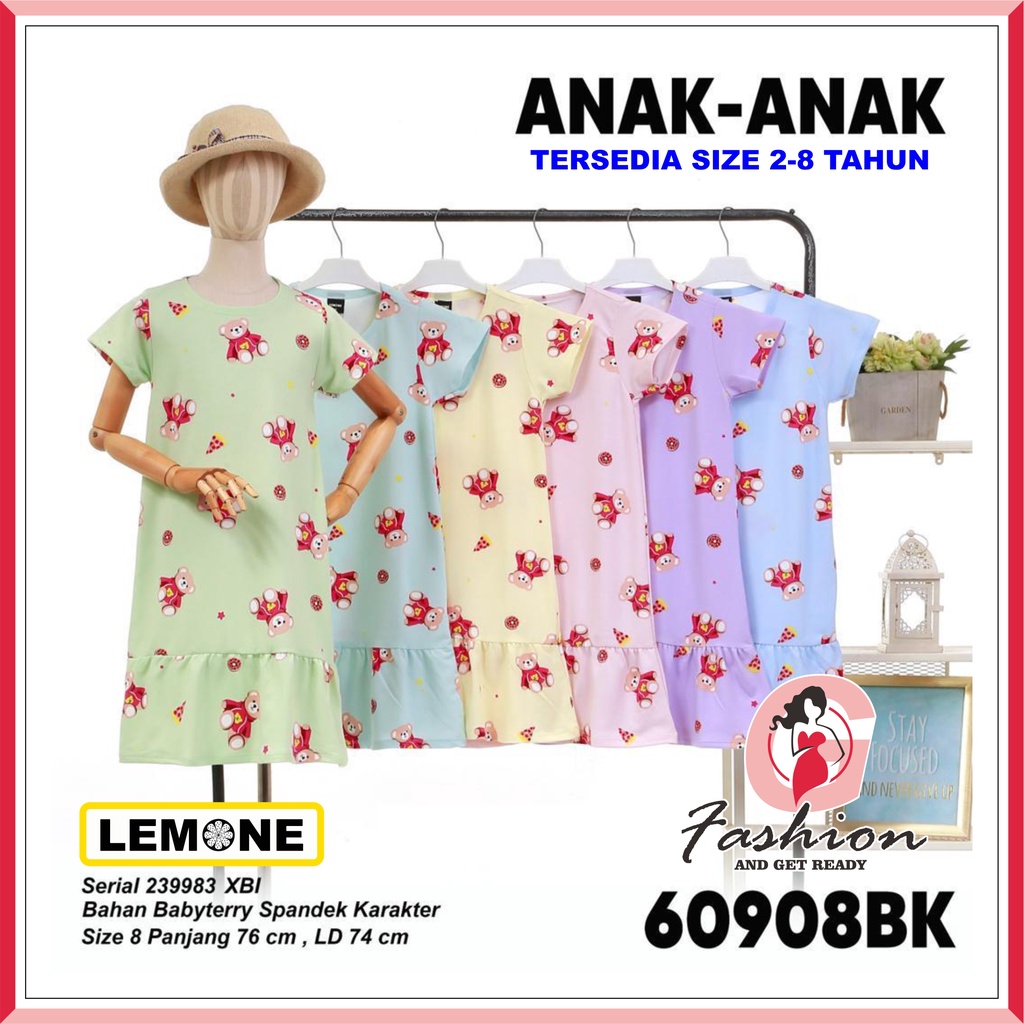 LEMONE KIDS D-609 BK | DRESS ANAK BAHAN BABYTERRY KARAKTER