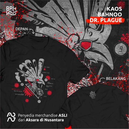 Kaos Bahnoo - Aksara Iban Dayak Dr. Plague