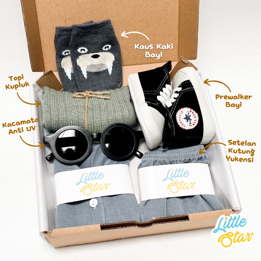 6in1 Hampers Newborn Baby Gift Set Setelan Baju Kutung Bayi Baru Lahir Yukensi Unisex Hadiah Anak Boy Girl