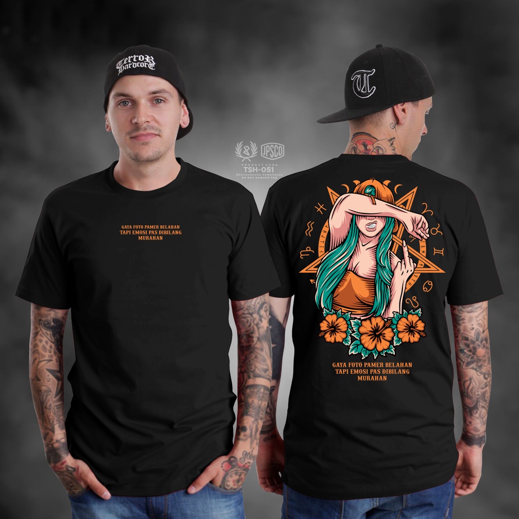 KAOS SATANIC GAYA FOTO PAMER BELAHAN KAOS PAKAIAN PRIA TERBARU