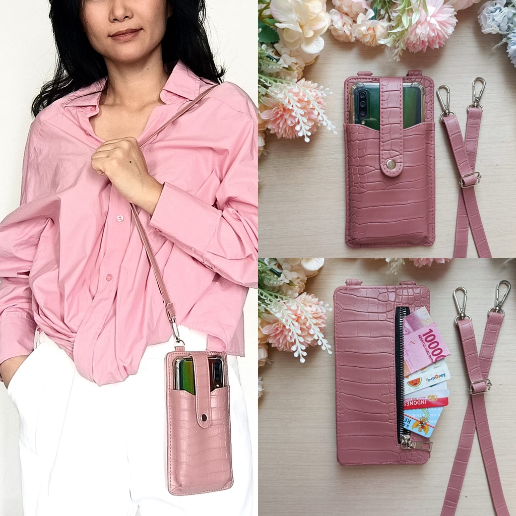 Tas Selempang Wanita Mini Kulit PU CROCO SLING PHONE Bag