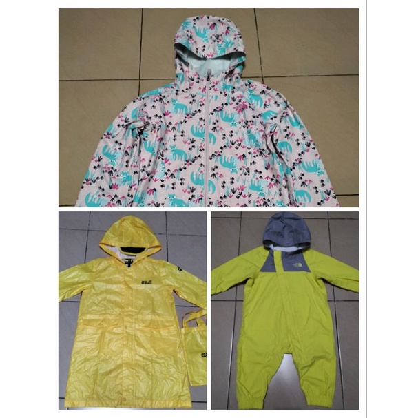 jas hujan second anak brand outdoor (tnf, Jack wolfskin)