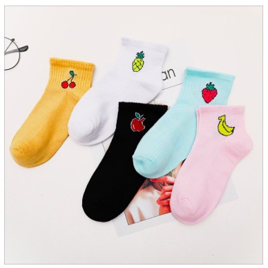 MMM Kaos Kaki Motif Buah Cute Kaoskaki Pendek Socks Fruit Fashion Wanita Korea Import