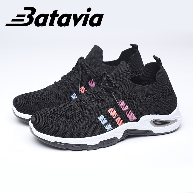 Batavia Sepatu olahraga impor premium perempuan terbaru rajut adem antislip antiaus sepatu lari anak perempuan  kanvas FASHION A122