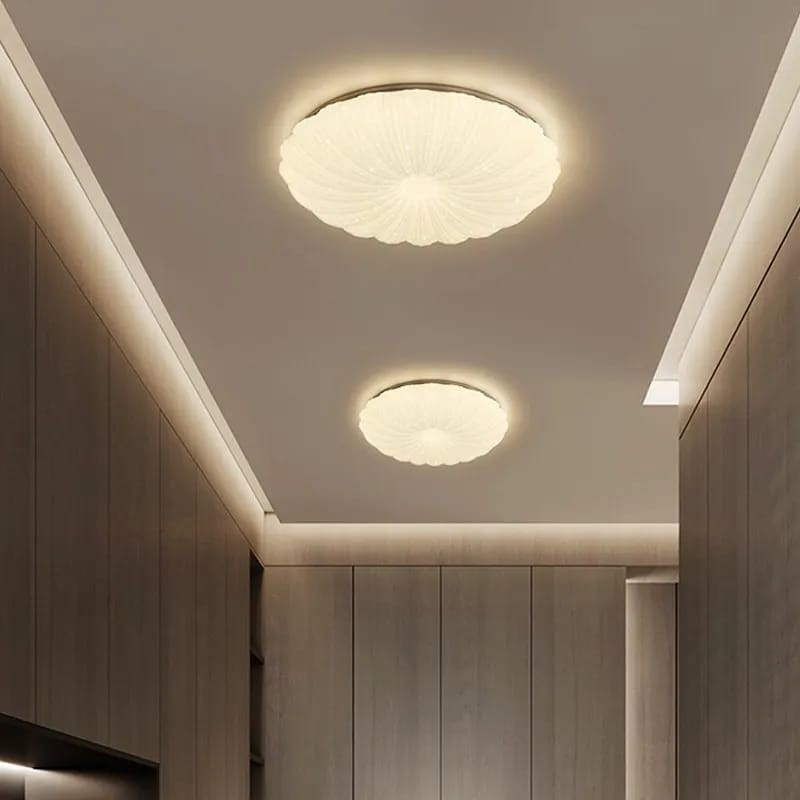 Lampu hias tempel plafon motif kerang WHITE SHELL 3 COLOUR LED 40 watt size 50 cm ceiling minimalis 