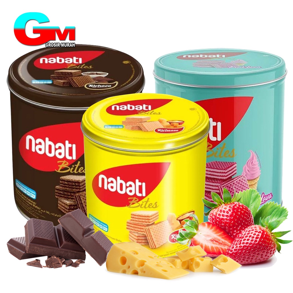 Wafer Nabati Keju &amp; Coklat 300gr Kemasan Kaleng