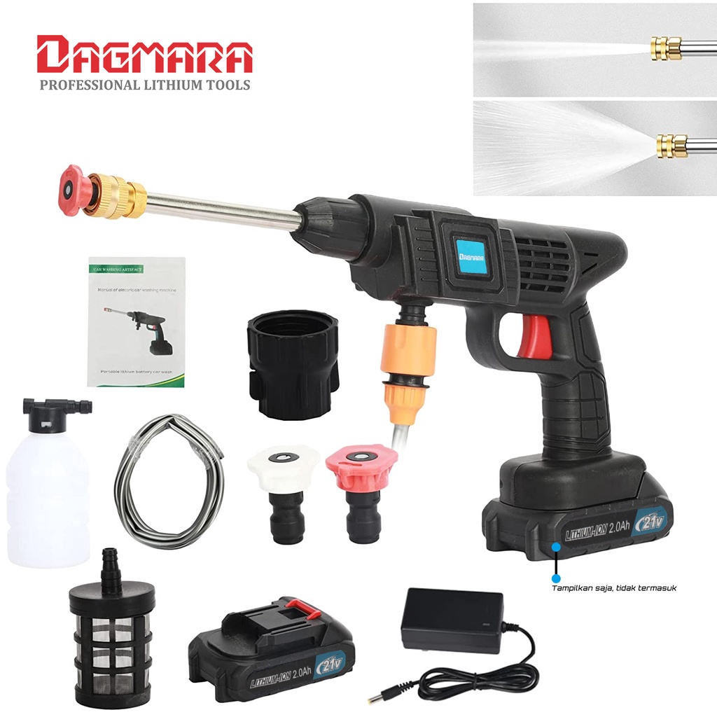 ⚡DAGMARA⚡ Alat cuci mobil High pressure cleaner 21 Volt 100bar Memiliki tekanan air yang kuat hingga jarak 10 m Efisiensi tinggi 18 pompa plunger Dan baterai lithium yang dibuat (Car washer gun Jet cleaner)