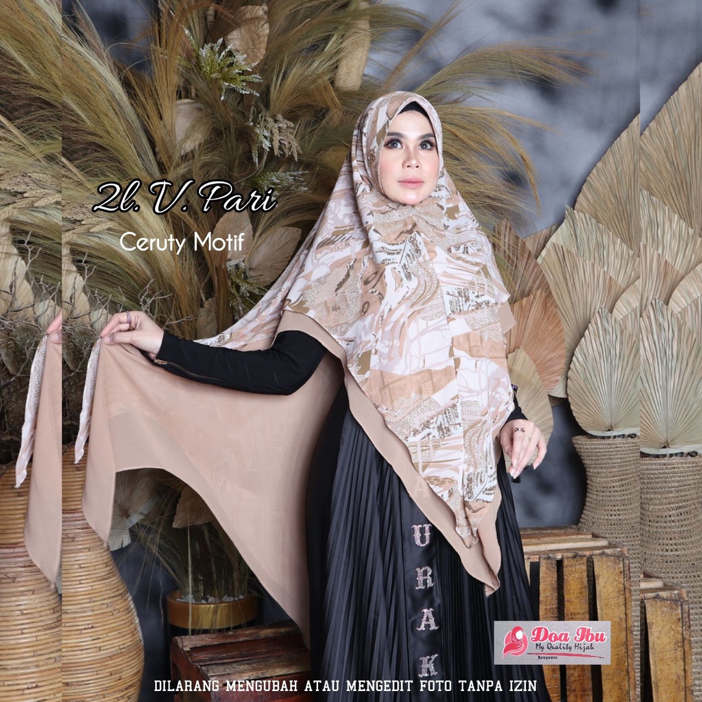 JILBAB KHIMAR SYAR'I PRINTING JUMBO CERUTY 2 LAYER ORI DOA IBU BY BUNYAMIN