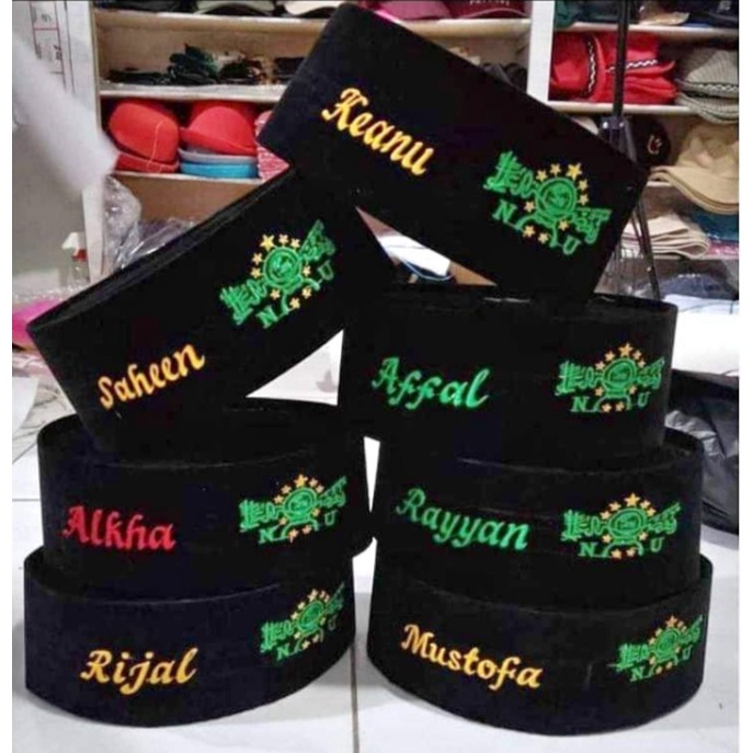 Peci bordir logo NU reques nama suka-suka