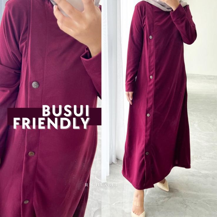 Pesan disini Baju Gamis Menyusui Bukaan Samping Kanan Kiri Bahan Babyterry - BUSUI KAMILA BUTTON