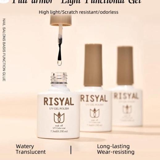 Paket Hemat RISYAL Base Coat & Top Coat Gel Nail Polish UV LED Nail Art / Kutek Nail / Cat Kuku/ Gel