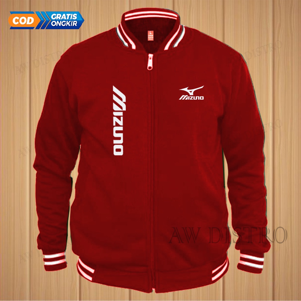 COD Jaket Baseball Varsity Distro Mizuno Kirka Text Putih Premium Quality