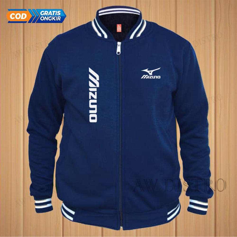 COD Jaket Baseball Varsity Distro Mizuno Kirka Text Putih Premium Quality