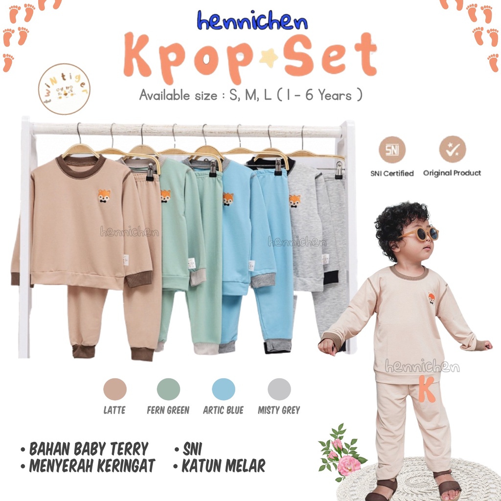 TWIN TIGER KPOP SET 1-6 TAHUN SETELAN PANJANG SWEATER ANAK UNISEX LUCU