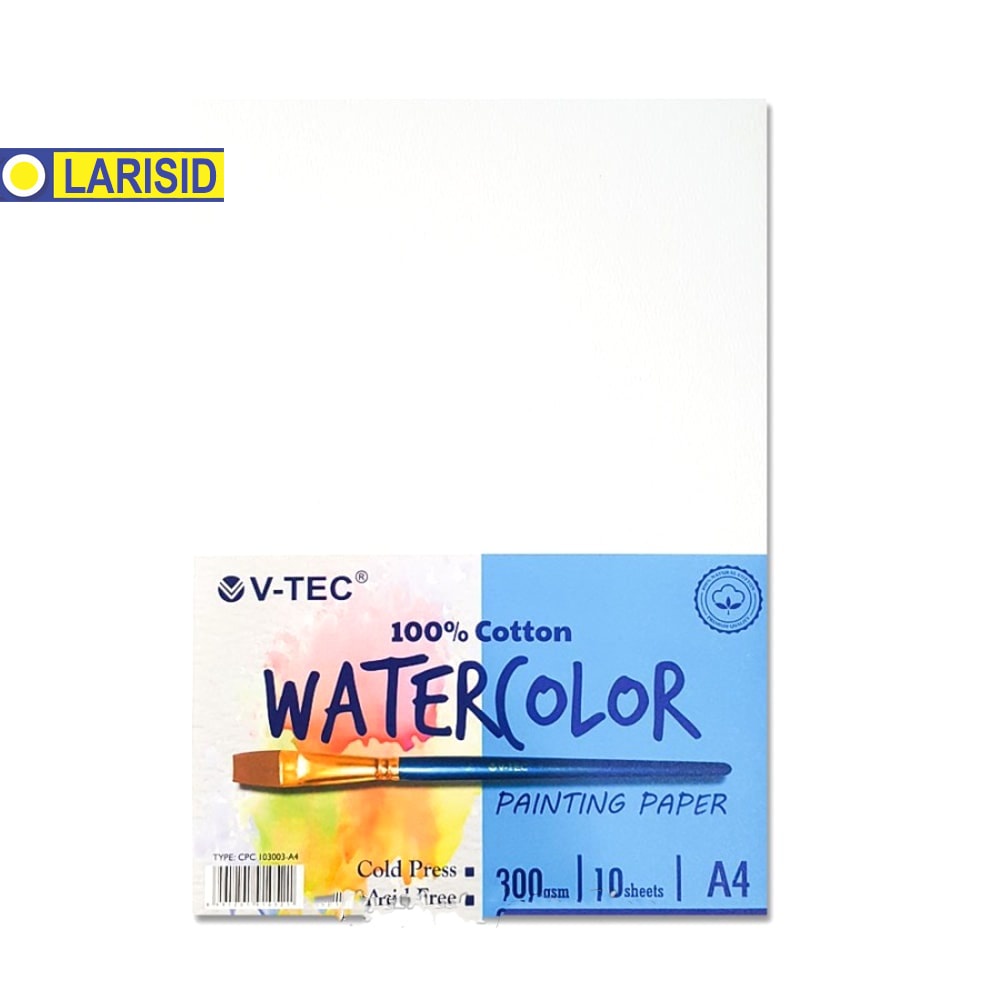 Watercolour Paper  V-Tec A4 Water Colour Paper 300Gsm 10 Sheets Cotton Cold Pressed