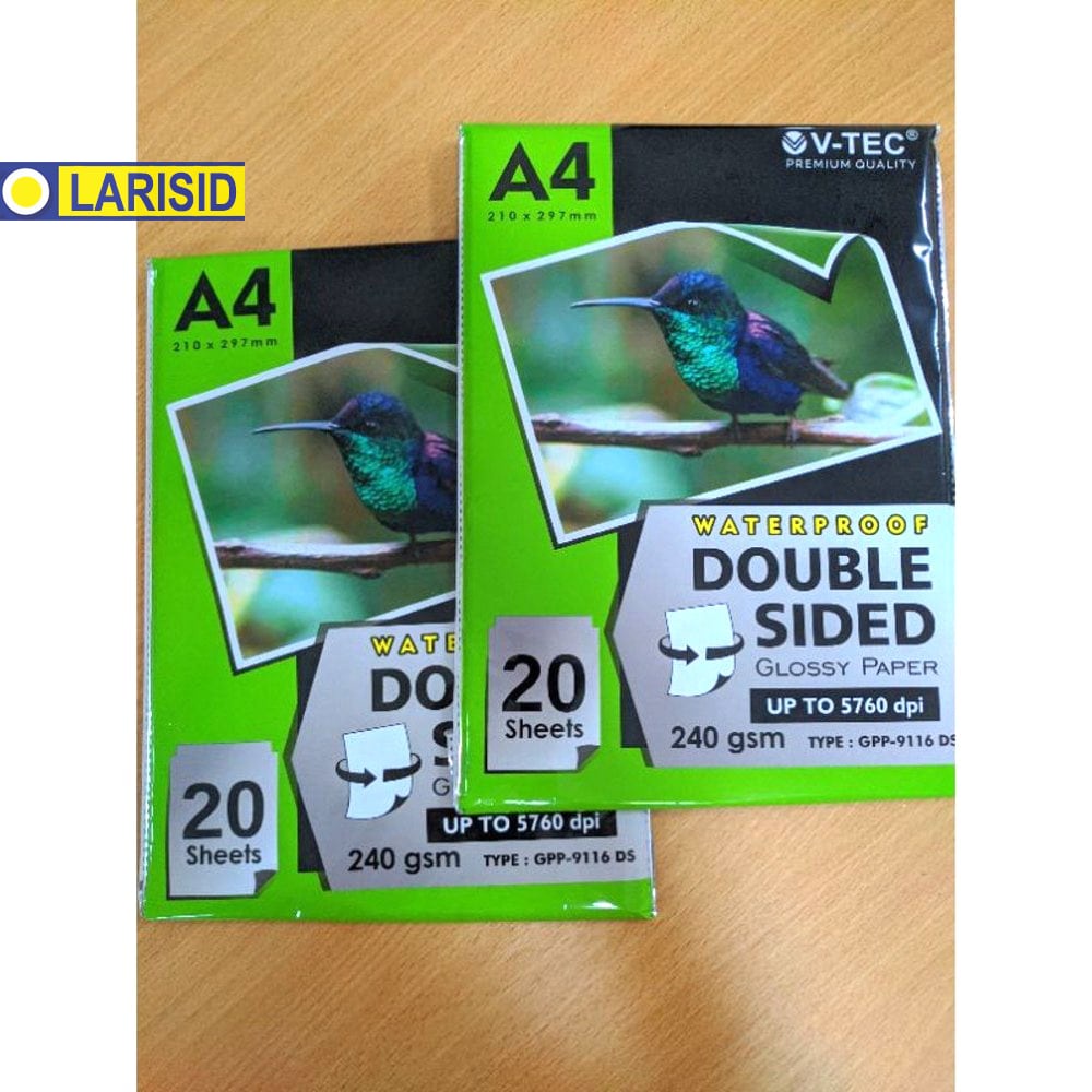 

Photo Glossy Paper Double Sided Waterproof V-Tec Kertas Foto Dua Sisi V-Tec 9116 240 Gsm A4