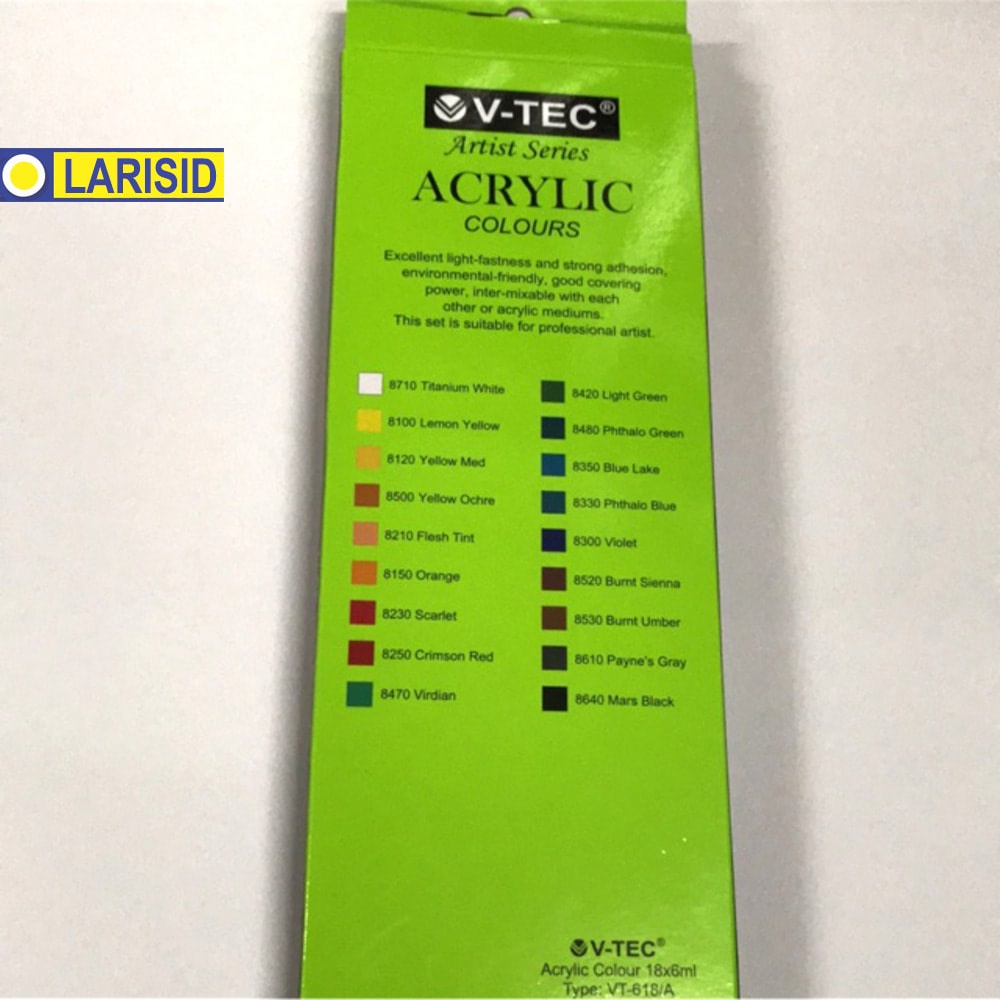 

V-Tec Cat Acrylic Vt 618A Cat Akrilik V-Tec Artist Series 18 Warna 6Ml