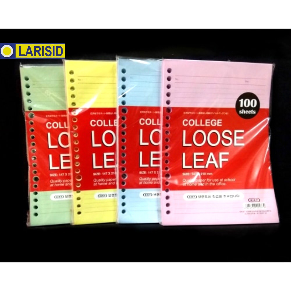 

Kiky Loose Leaf A5 Colourful Isi 100 Lembar Kertas Garis Warna Binder