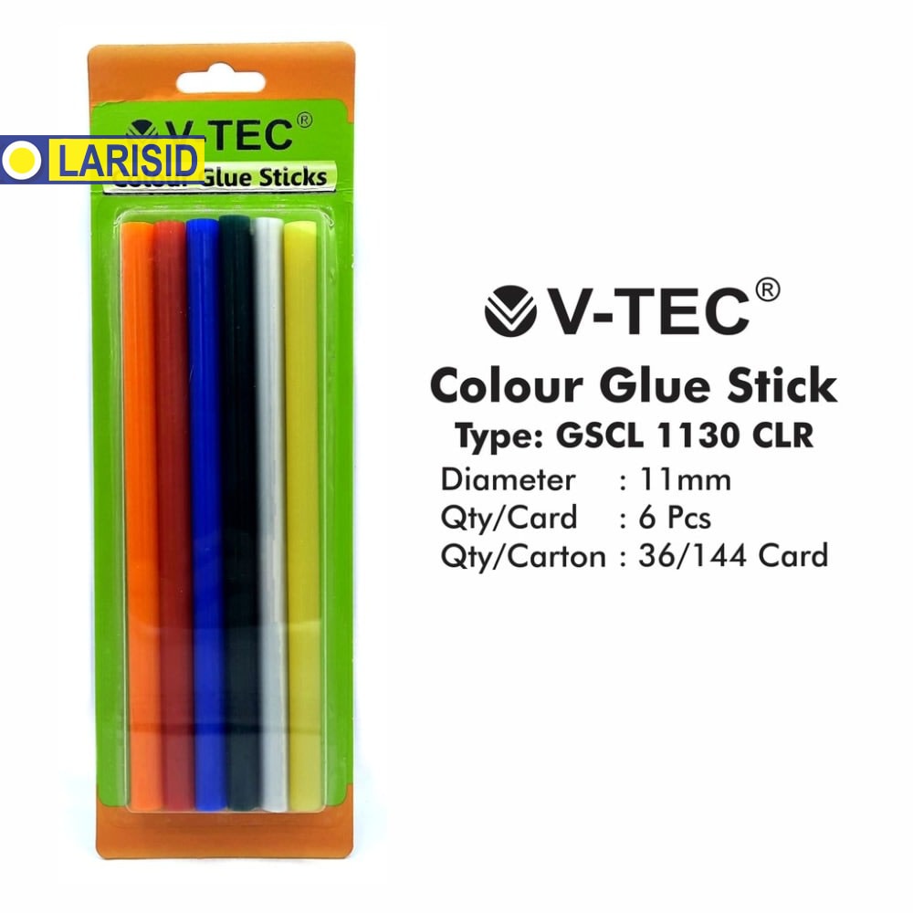 

1Pak Isi 6 Warna Lem Tembak Besar Lem Bakar Warna Besar V-Tec Glue Stick Type Gscl 1130 Clr