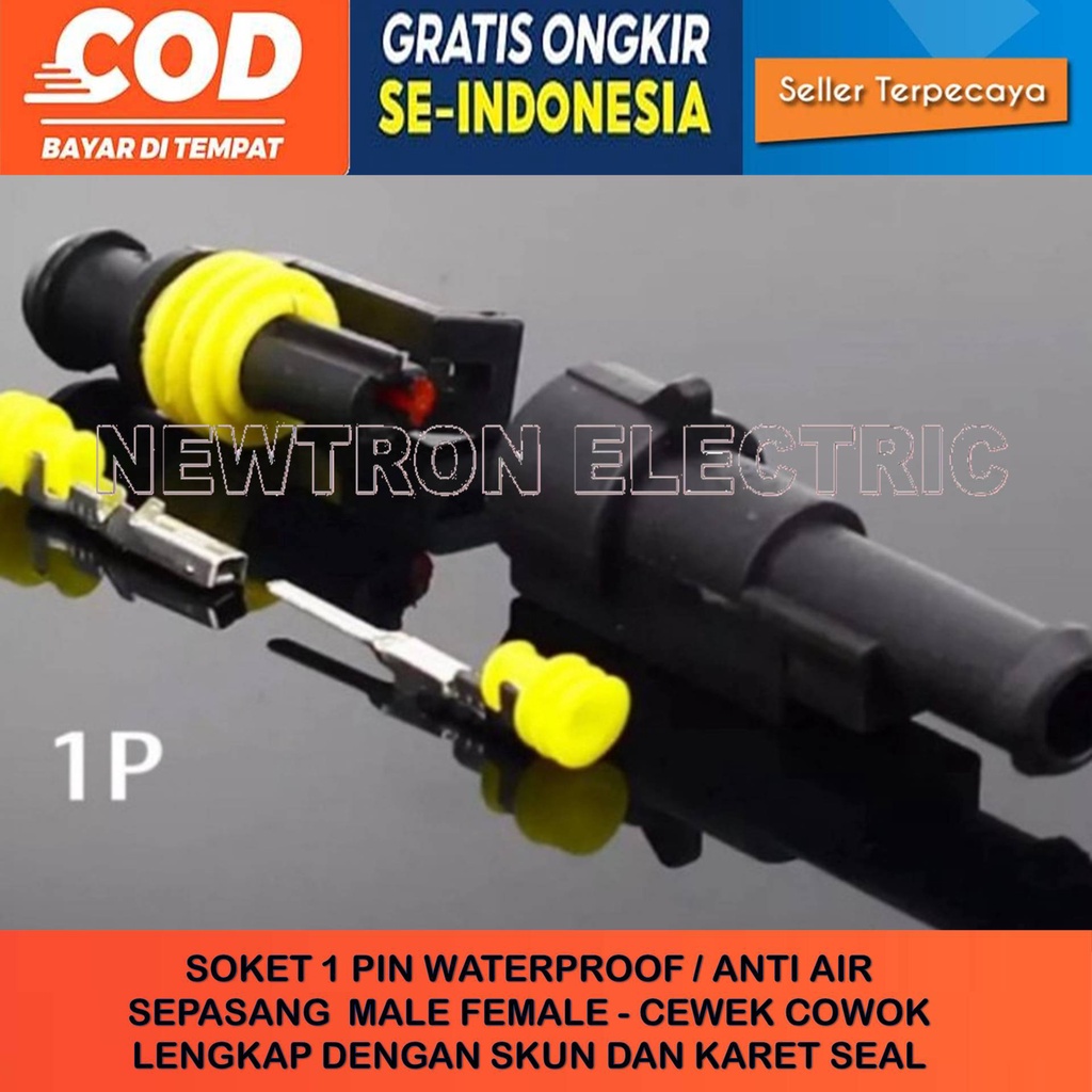 SOKET ANTI AIR 1 PIN WATERPROOF MODEL AMP SEPASANG MALE FEMALE TAHAN PANAS