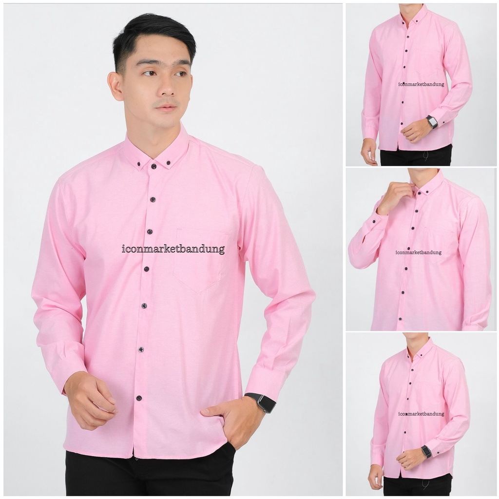 Kemeja Polos Lengan Panjang Pria Size M L XL XXL Original Icon Market Bandung / Pakaian Semi Formal