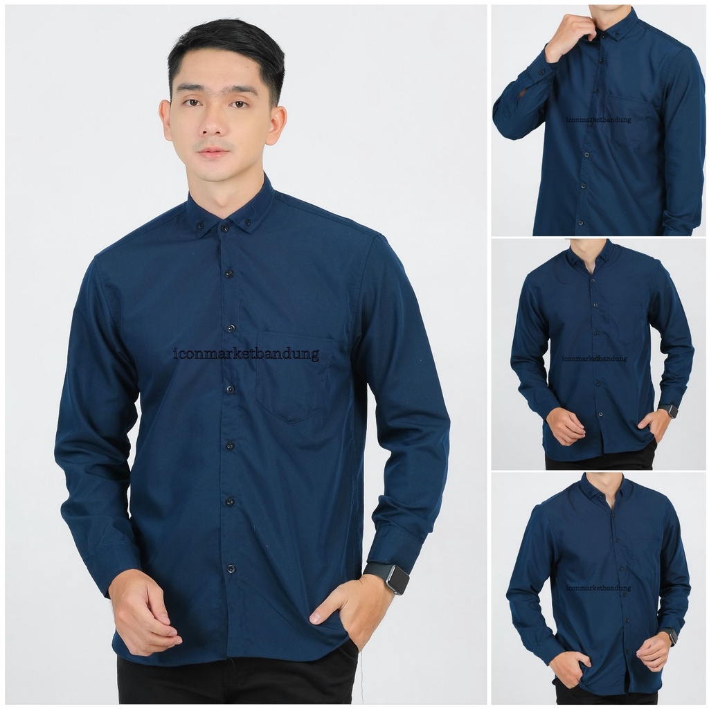 Kemeja Polos Lengan Panjang Pria Size M L XL XXL Original Icon Market Bandung / Pakaian Semi Formal