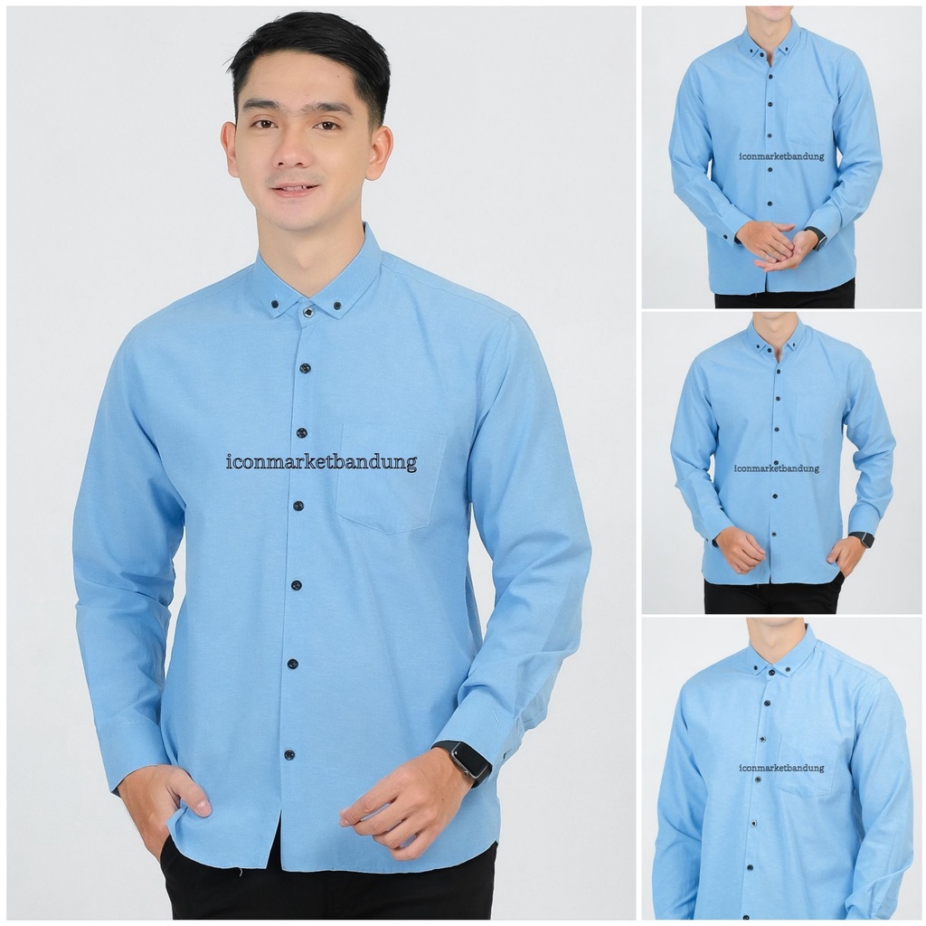 Kemeja Polos Lengan Panjang Pria Size M L XL XXL Original Icon Market Bandung / Pakaian Semi Formal