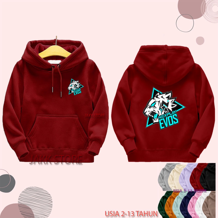 Hoodie Anak Laki Laki Keren/Hodie EVOS Cowok Usia 2 3 4 5 6 7 8 9 10 11 12 13 Tahun Terbaru/Sweater Switer Anak Anak Hitam