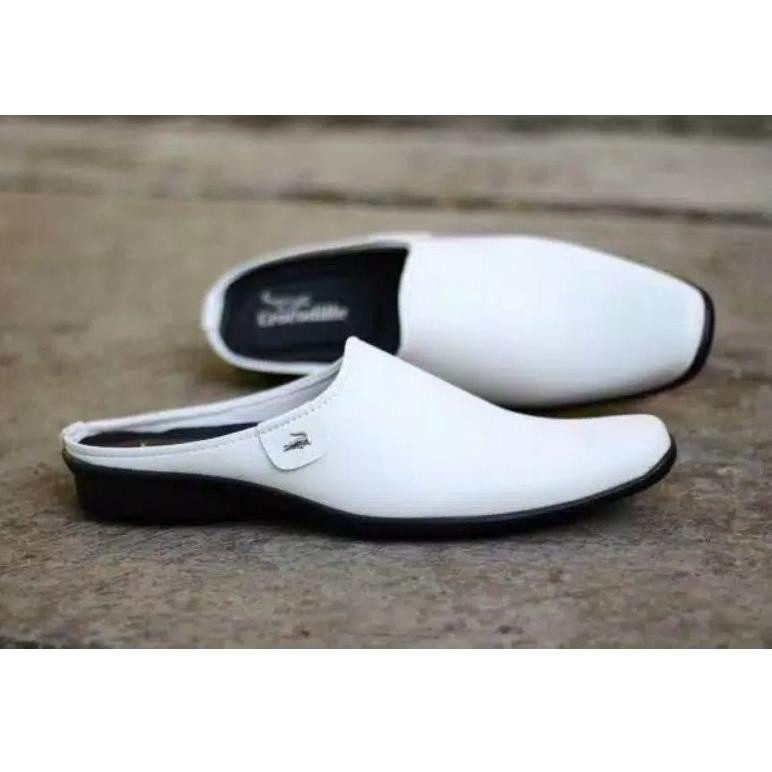 Impor Terbaru Sepatu Habib Bahar/Sepatu Selop Putih Pria/Habaib daltu bustong/Sandal Putih Slip On/S