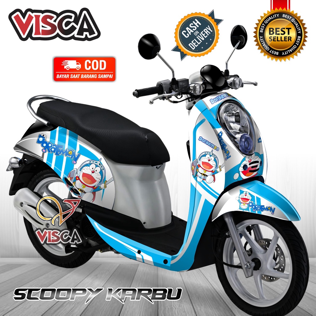 Decal Scoopy Karbu Full Body Stiker Scoopy Karbu Lama Striping Scoopy Karbu Lama Doraemon Type 2