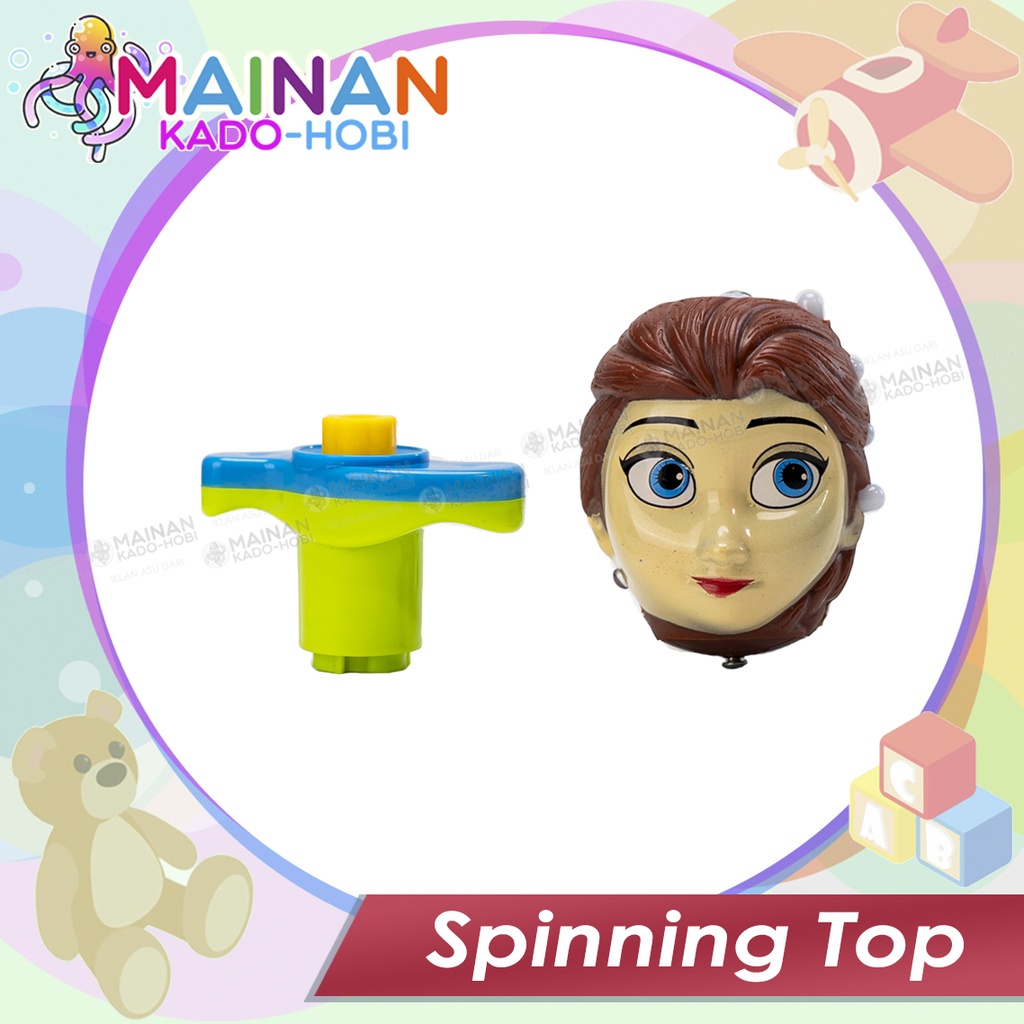 HADIAH MAINAN ANAK PUTAR SPINNING TOP GANGSING PUTAR MUSIK DAN LAMPU KARAKTER LUCU FROZEN