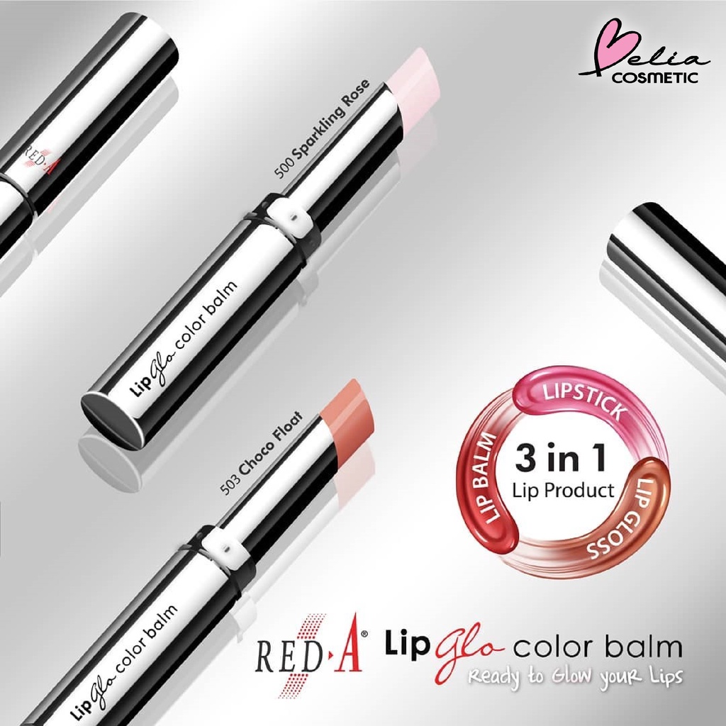 ❤ BELIA ❤ Red-A Lip Glo Color Balm 3 in 1 - LIPBALM, LIPGLOSS &amp; LIPSTICK | Super moisturize | Healthy look | Sheer Color | BPOM