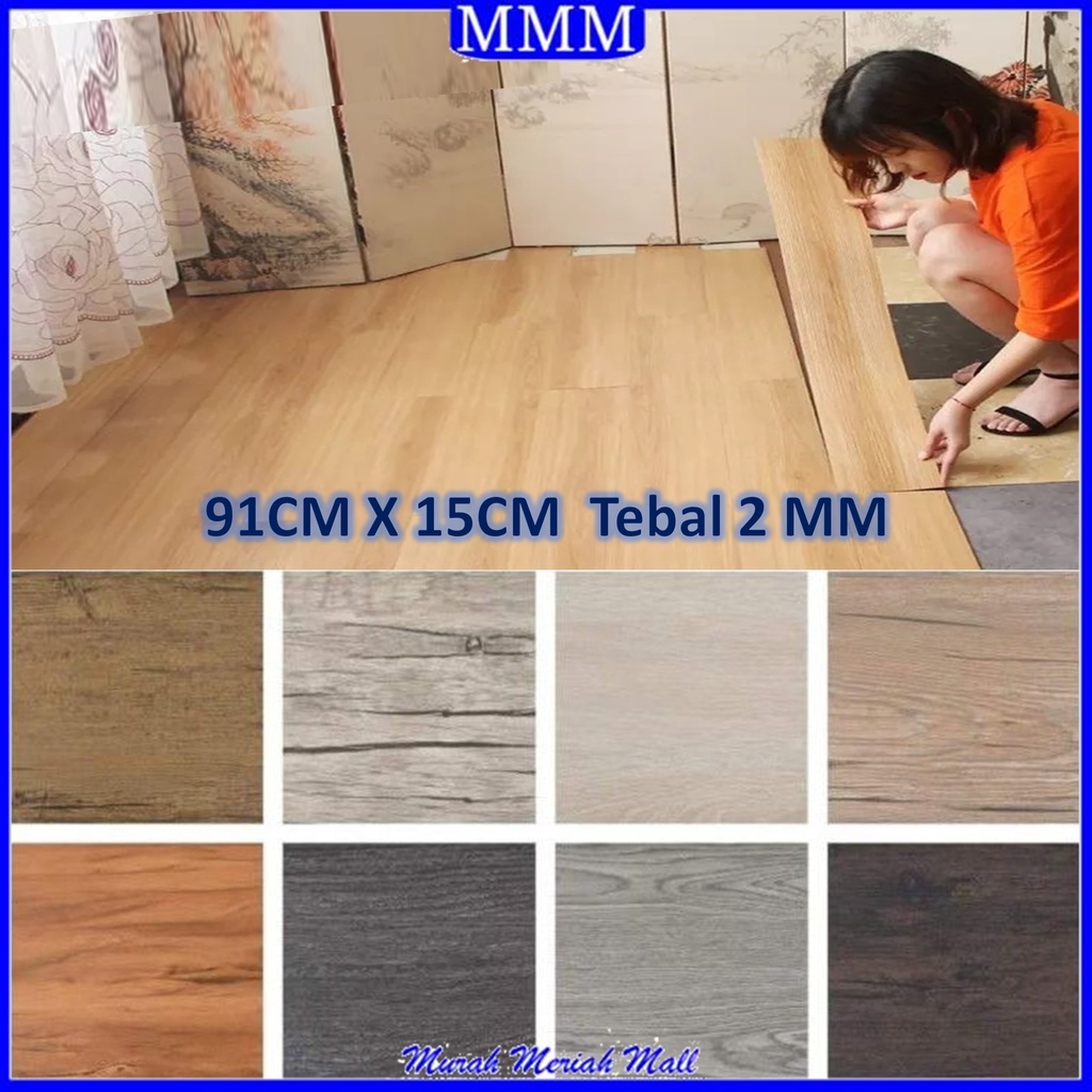 MMM Stiker Lantai Kayu Floorpaper dengan Lem Premium 91.7CM x 15.3CM Tebal 2 MM Vynil Tinggal Pasang Import