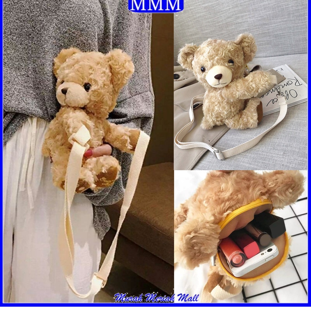 MMM Tas Boneka Beruang Merangkul Lucu Sling Bag Bear Gendong Tas Anak Bulu Peluk Teddy Bear Korea cute