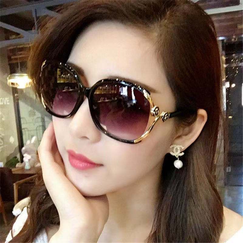 MMM Kacamata Wanita Hitam Motif Flower Korea Style 6603 Anti UV Kaca Mata Wanita Motif Flower Di Bingkai Women Korean Fashion Sunglassess Murah Import