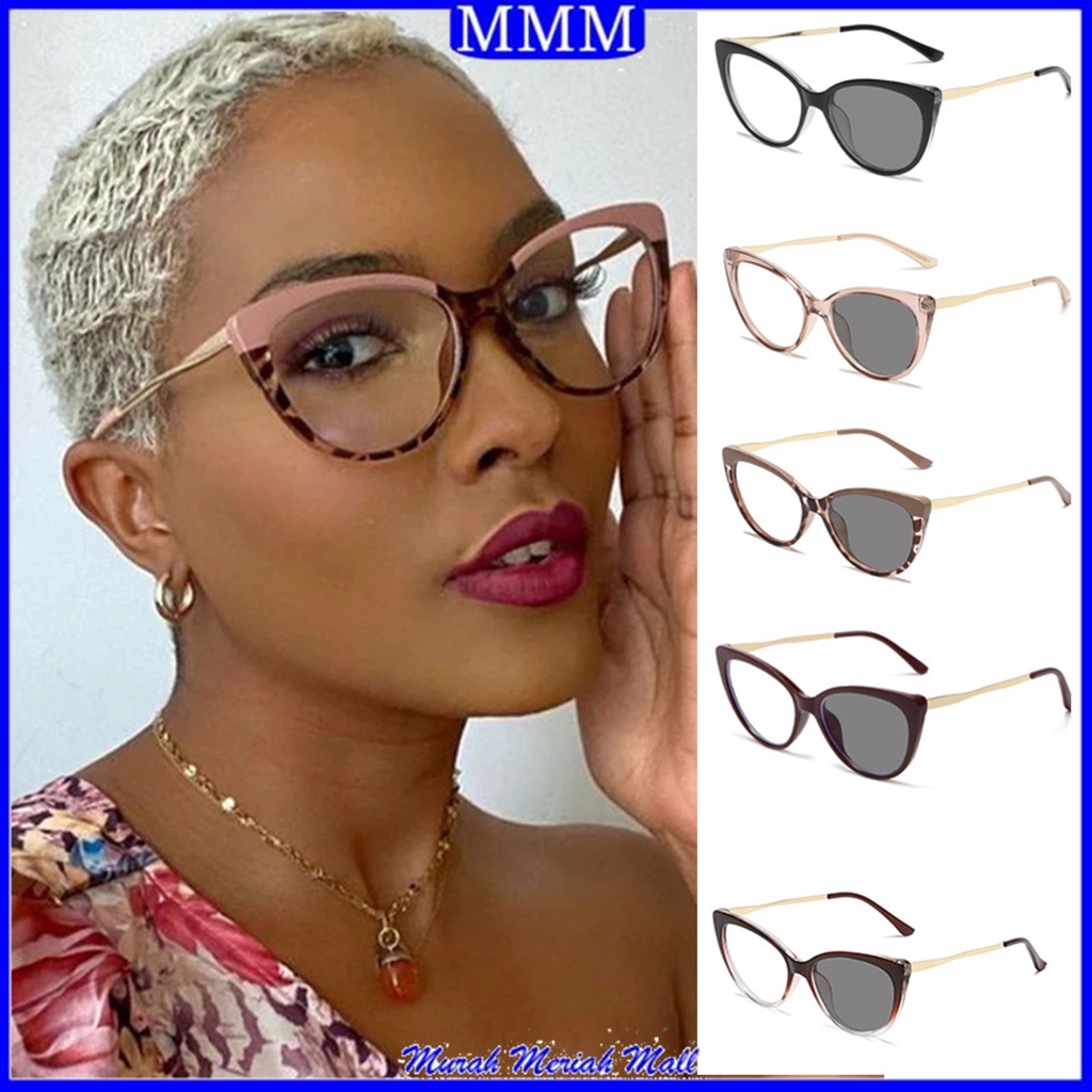 MMM Kacamata Anti Radiasi Kacamata Cat Eye Retro Bingkai Plastik 6617 Kacamata Photochromic Fashion Kacamata Fashion Anti UV Leopard Wanita Korea