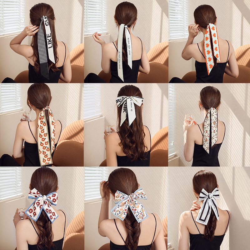 MMM Ikat Rambut Satin Korean Hiasan Kepala Pita Panjang Fashion Aksesoris Murah Import