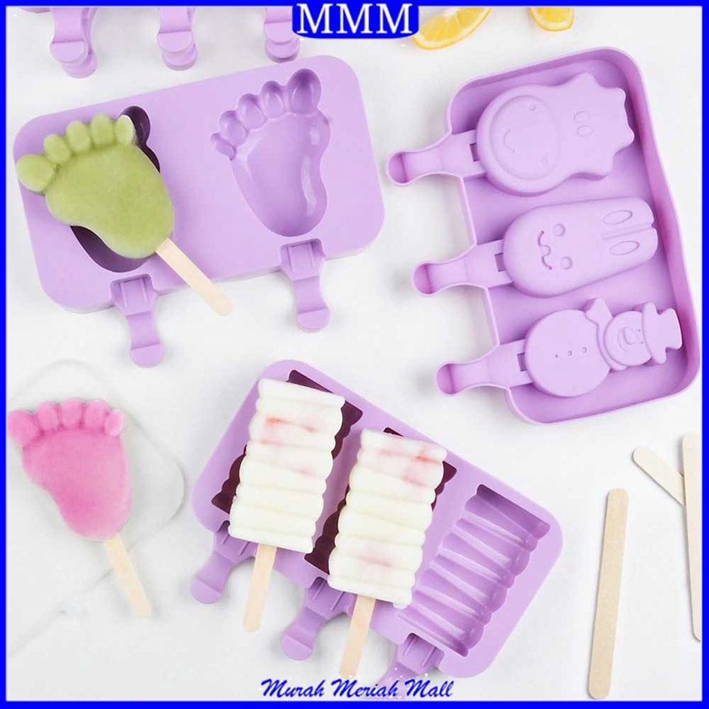 MMM Cetakan Es Krim Silicon Set Cetakan Ice Cream Karakter Lucu Popsicle Coklat Kue Cetakan Agar-agar Jelly Mold Silikon Bentuk Hewan Murah