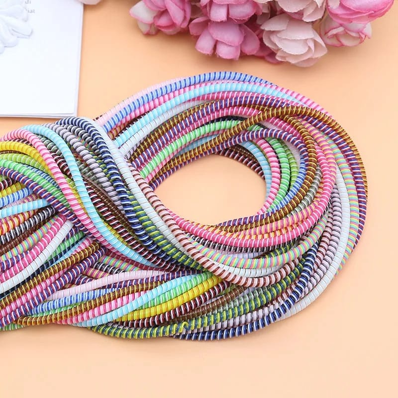 MMM Pelindung Cable Hp Charger Universal Cord Protector Color 1.5 MTR Pelilit Kabel Spiral Warna Metalic 150Cm Lilitan Kabel Headset Murah Import