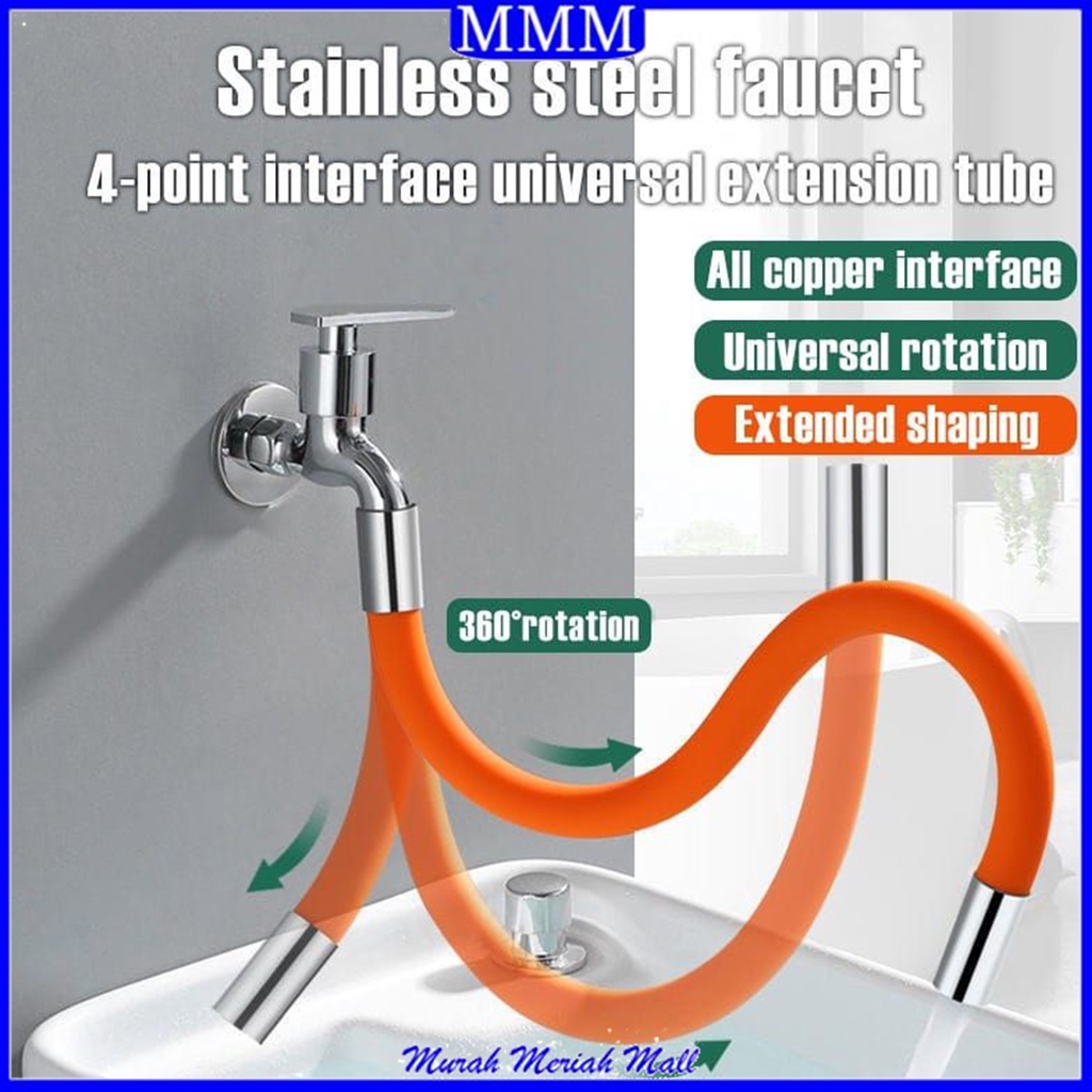 MMM Selang Air Flexible Ekstensi 47Cm Sambungan Keran Air Universal 360 Derajat Bahan Silikon 19Cm Selang Air Wastafel Cuci Piring 38Cm Murah import