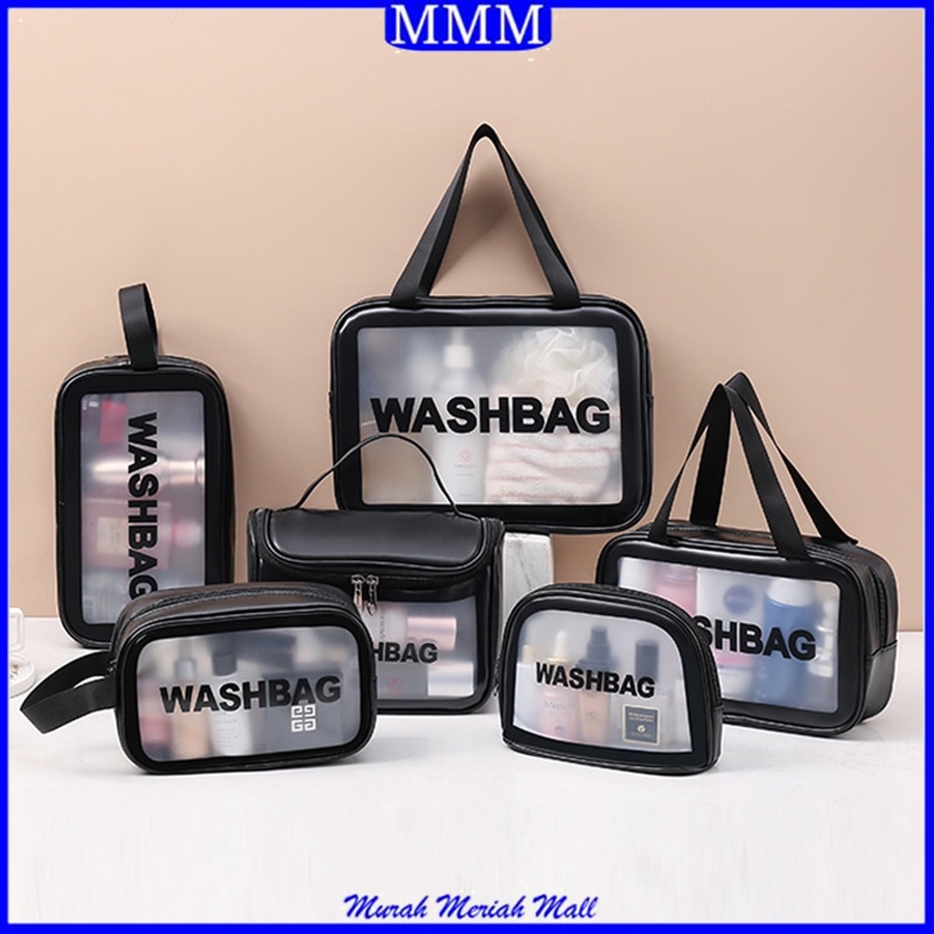 MMM Tas Kosmetik Transparant WASHBAG Pouch Travel Make Up Bag Organizer Dompet Kosmetik Toiletry Waterproof Pouch Kosmetik Transparant Travel